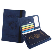 RFID Blocking Passport Holder - Secure Travel Wallet & Document Organizer DarkBlue
