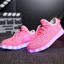 (Pink,31Foot Length20cm)LED leuchtende Turnschuhe USB Charge Kinder niedrig geschnitten Schuhe Mode Freizeit Geschenk
