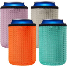 4-pak Neopren Dåsekølere - Prægede Øl/Sodavandsdåseholdere til 330ml Dåser