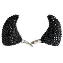 (Black) Glitter Rhinestone Cow Horn Hair Hoop, Halloween Festival Performance Headdress