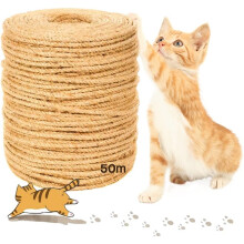 Sisal Jute Rope for Cat Scratching Post – 6mm x 50m Natural Grooming & Craft Rope