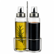 2Pcs Cooking Oil Bottles with Drizzlers,17Oz/500Ml Oil Dispenser With Stand