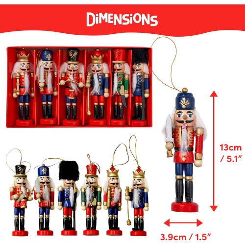 6Pcs Nutcracker Soldier Ornaments, Christmas Tree Decorations 1