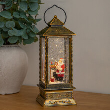 27cm Dual Powered Antique Gold Santa Christmas Water Spinner with LEDs