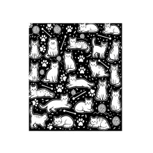 (Cat) Washable DIY Graffiti Dog Throw Blanket, Black White Line Draft Hand Painting Art Blanket Gift