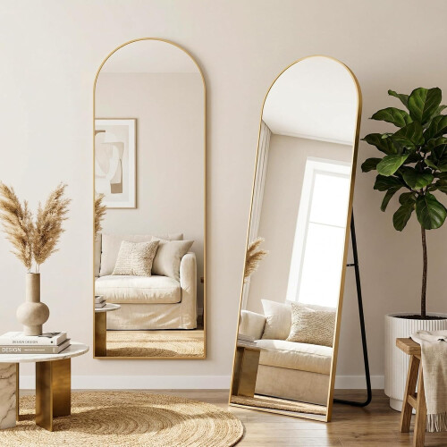 Gold 162×50cm Arched Full Body Floor Hanged Mirror 2
