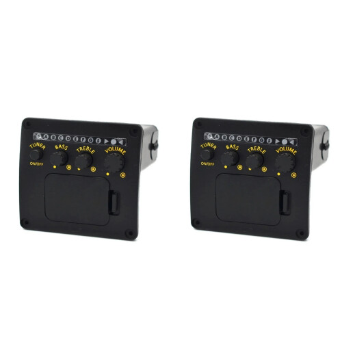 2X Professionell Akustisk Gitarr Preamp EQ Tuner Pickup Gitarr Pickups Preamp Tuner Piezo Pickup Equalizer Gitarrtillbehör