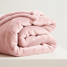 (Pink Fleece , Super King) Faux Fur Fleece Blanket Large Sofa Bed Warm Throw