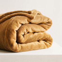 (Camel Fleece, Super King) Faux Fur Fleece Blanket Large Sofa Bed Warm Throw