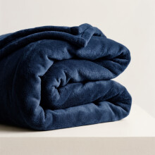 (Navy Fleece, King) Faux Fur Fleece Blanket Large Sofa Bed Warm Throw
