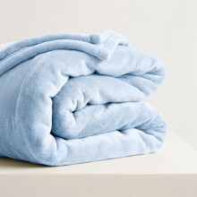 (Light Blue Fleece, Single) Faux Fur Fleece Blanket Large Sofa Bed Warm Throw