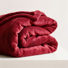 (Red Fleece, Double) Faux Fur Fleece Blanket Large Sofa Bed Warm Throw