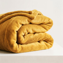 (Yellow Fleece, Double) Faux Fur Fleece Blanket Large Sofa Bed Warm Throw