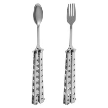 LöFfel- und Gabel-Set, Zusammenklappbares Edelstahlbesteck für Den KüChengrill