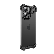 Ochranný kryt kompatibilný s iPhone 16Pro, čierny titanový bezrámový kryt s nárazníkom na rohoch iPhone 16 Pro
