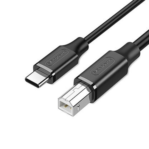 Type-C to Printer Cable - USB 2.0 Data Cord for Printers, Scanners, and More  1.5m