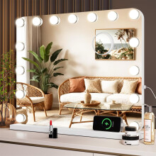 50x40cm Make-up Mirror with 15 Dimmable LEDs, USB