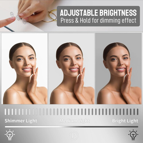 50x40cm Make-up Mirror with 15 Dimmable LEDs, USB 1