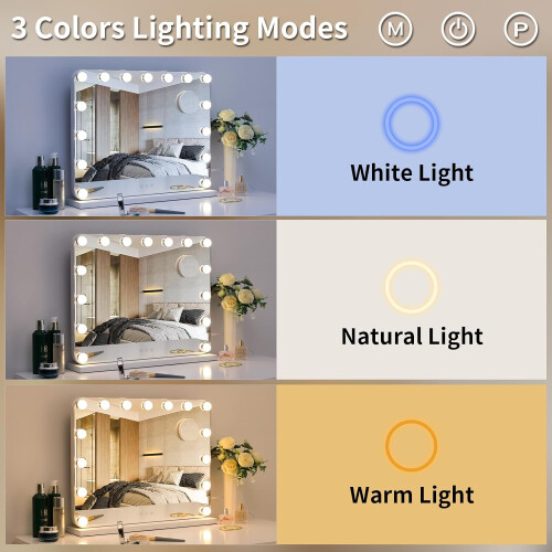 58x46cm Make-up Mirror with 15 Dimmable LEDs ,USB 2