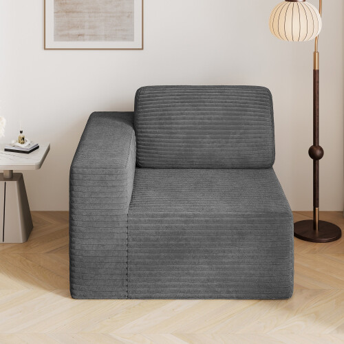 Corduroy Modular Sofa | Cloud-style Sectional Sofa Left Seat Fluffy Memory Foam Cushions