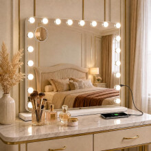 80x60cm Make-up Mirror with 20 Dimmable LEDs, USB