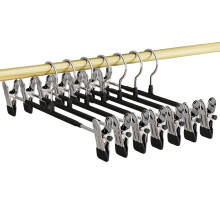 10er-Pack rutschfeste Hosenbügel mit verstellbaren Clips – PVC-beschichtete Kleiderbügel Black