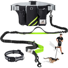Hands-Free Dog Leash with Pouch – Waist Belt Multi-Pocket Bag
