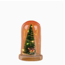 Julegave Træ Glas Låg Lysende Mini Juletræspynt