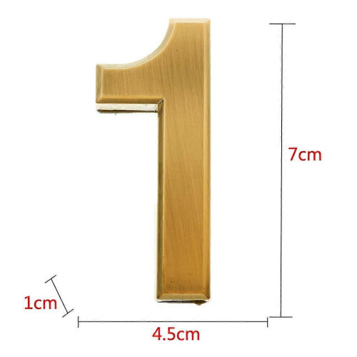 placas doradas con números para puertas, casas, portones, edificios y paredes. 1