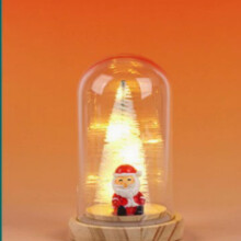 Christmas Gift Wooden Glass Cover Luminous Mini Christmas Tree Ornament