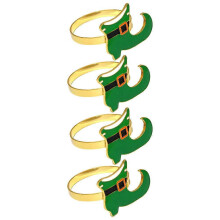 Green Shoe Napkin Rings for Table Decor 4Pcs Alloy St Patrick's Day Holder
