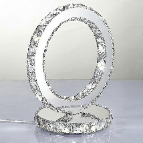 Creative stainless steel crystal table lamp modern style bedside lamp (white)