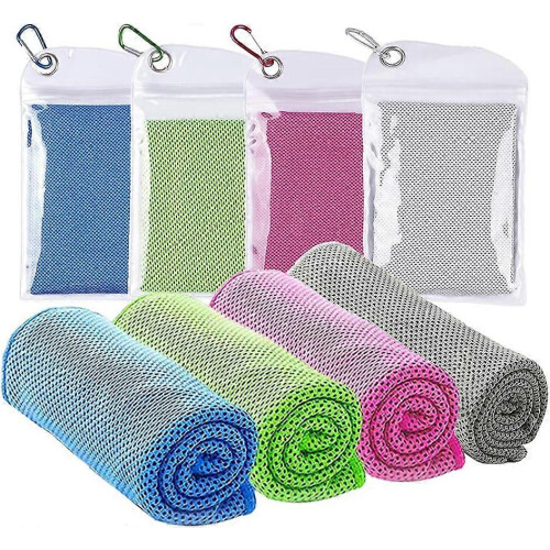 4 pcs Cooling Towel (40"x 12"), Ice Towel, Microfiber Towel, Soft Breathable