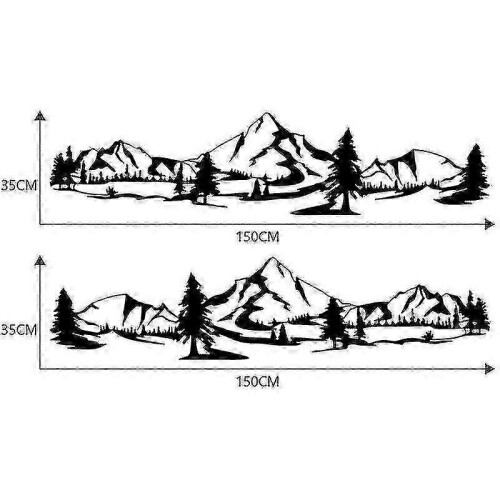 Mountain Decal Sticker compatible with Camper Van Motorhome Black Design 1