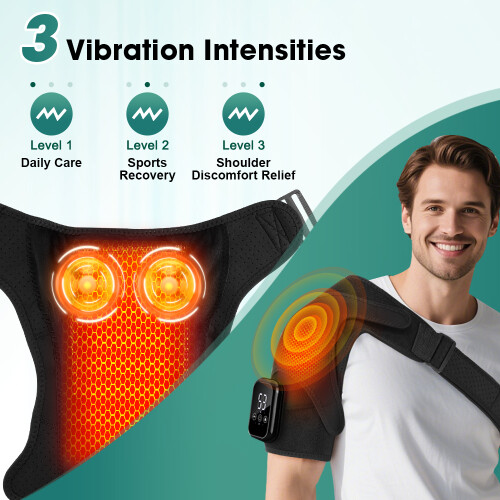 Electric Heating Vibration Shoulder Massager Wrap 3 Massage Mode 3 Adjustabal Temperature Shoulder Support Belt Strap 2