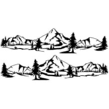 Fjellklistremerke kompatibel med campingvogn, bobil, svart design