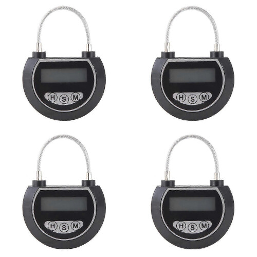 4X elektronisk tidslås timerlåsbeholder multifunksjonell tidslåsbeholder for leker svart