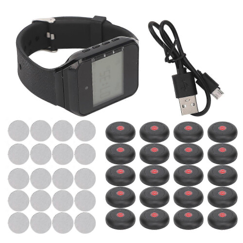 Wireless Watch Pager 1 Watch Receiver 20 Pagers Wireless Calling System for Hotel Restaurant Workshop