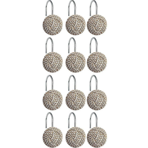 Boho Knots Shower Curtain Rings Hooks Home Decorative Bathroom Set