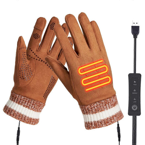 USB Electric Heated Ski Gloves Touchscreen Windproof Waterproof Outdoor Cold