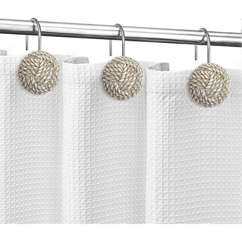 Boho Knots Shower Curtain Rings Hooks Home Decorative Bathroom Set 1