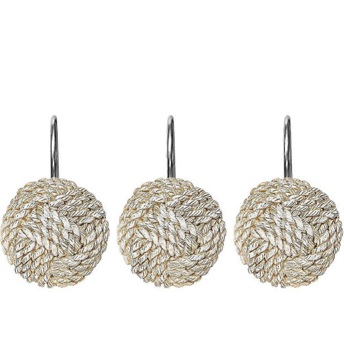 Boho Knots Shower Curtain Rings Hooks Home Decorative Bathroom Set 2