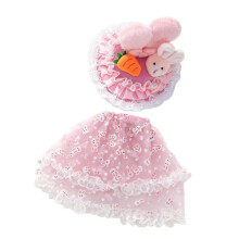 Holiday Rabbit Dress & Head Cover Pair for Big White Geese - Strong Polyester Blend Pink