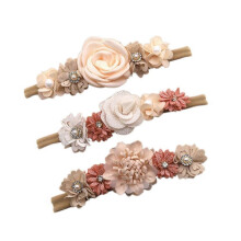 3Pcs Baby Girl Floral Nylon Headbands Infant Hair Bows Elastic Wraps Newborns Toddlers