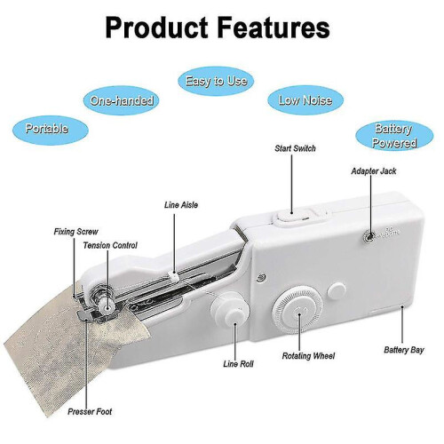 Mini machine à coudre portable avec chargement USB et points rapides 1