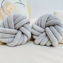 (Light grey) 2 Pcs Decorative Throw Pillows, Handmade Knotted Pillow Cases, Soft Plush Sofa Bed Pillow Balls For Chair Cushions Living Room