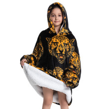 (E, Adult 90cm) Extra Long Wearable Blanket Hoodie Winter Flannel Hooded Blanket Men Women Cozy Soft Heavy Fleece for Gift Kid Adult TV Blacket