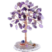 Mini krištáľový stromček, liečivý krištáľový kameň, strom života, drahokamy Feng Shui, achát, figúrky peňažného stromčeka, oz