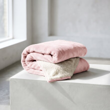 (Pink, KING: 200cm x 240cm) Sherpa Mink Blanket Reversible Throw Single Double King Size