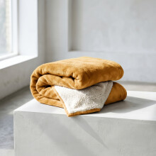 (Yellow, SINGLE: 130cm x 150cm) Sherpa Mink Blanket Reversible Throw Single Double King Size